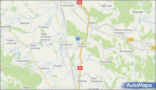 mapa Mielnik, Mielnik gmina Bystrzyca Kłodzka na mapie Targeo